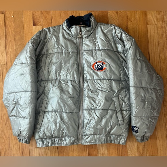 Rare Vintage Chicago Bears Silver Puffer Starter Jacket Coat Men’s Size L